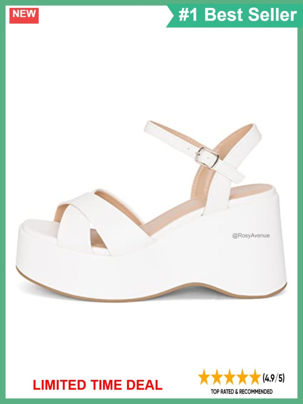Open Toe Ankle Strap Wedge Platform Sandals Faux Leather
